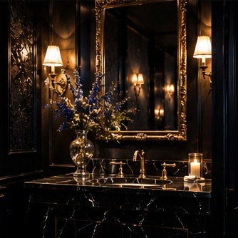 The powder room at OBSIDIA